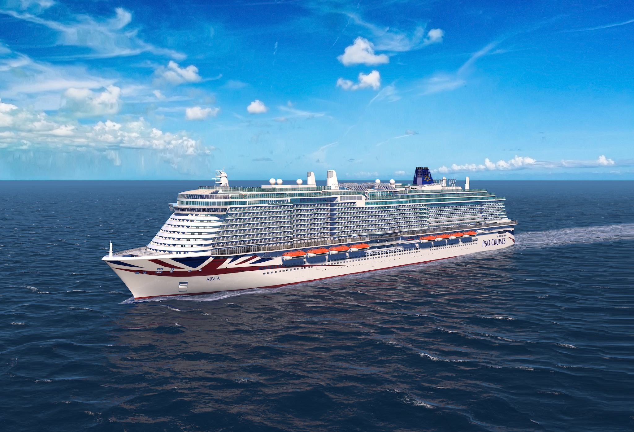 P&O Cruises ship Arvia from port bow